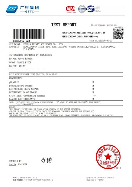 China Foshan Rayson Non Woven Co.,Ltd zertifizierungen